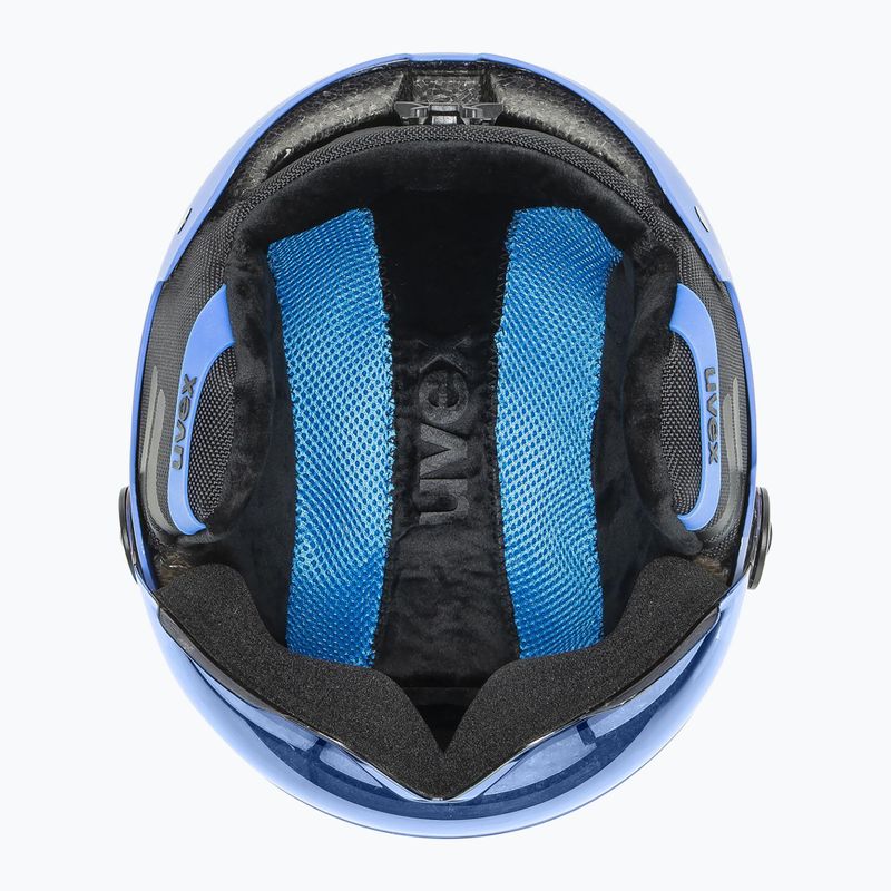 Шолом гірськолижний дитячий UVEX Rocket Visor Jr blue matt/mirror blue/smoke 5