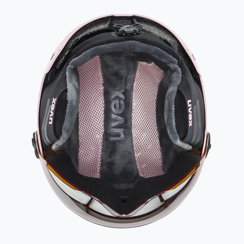 Шолом гірськолижний дитячий UVEX Rocket Visor Jr pink confetti matt/mirror silver/lasergold lite 5