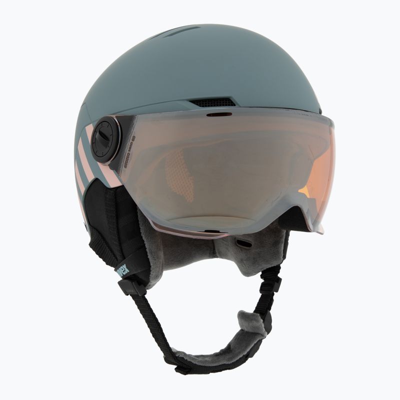 Шолом гірськолижний дитячий UVEX Rocket Visor Jr rhino/blush matt/mirror silver/lasergold lite
