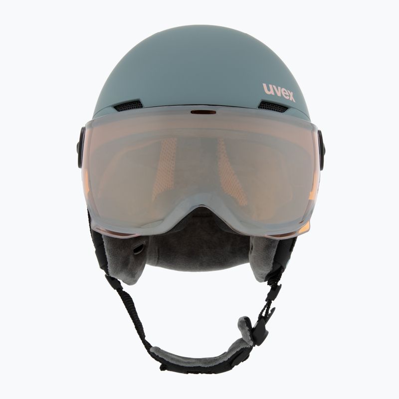Шолом гірськолижний дитячий UVEX Rocket Visor Jr rhino/blush matt/mirror silver/lasergold lite 2