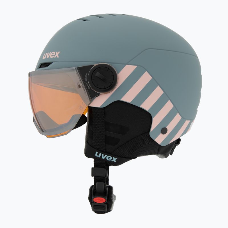 Шолом гірськолижний дитячий UVEX Rocket Visor Jr rhino/blush matt/mirror silver/lasergold lite 3