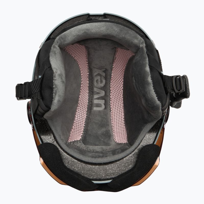 Шолом гірськолижний дитячий UVEX Rocket Visor Jr rhino/blush matt/mirror silver/lasergold lite 5