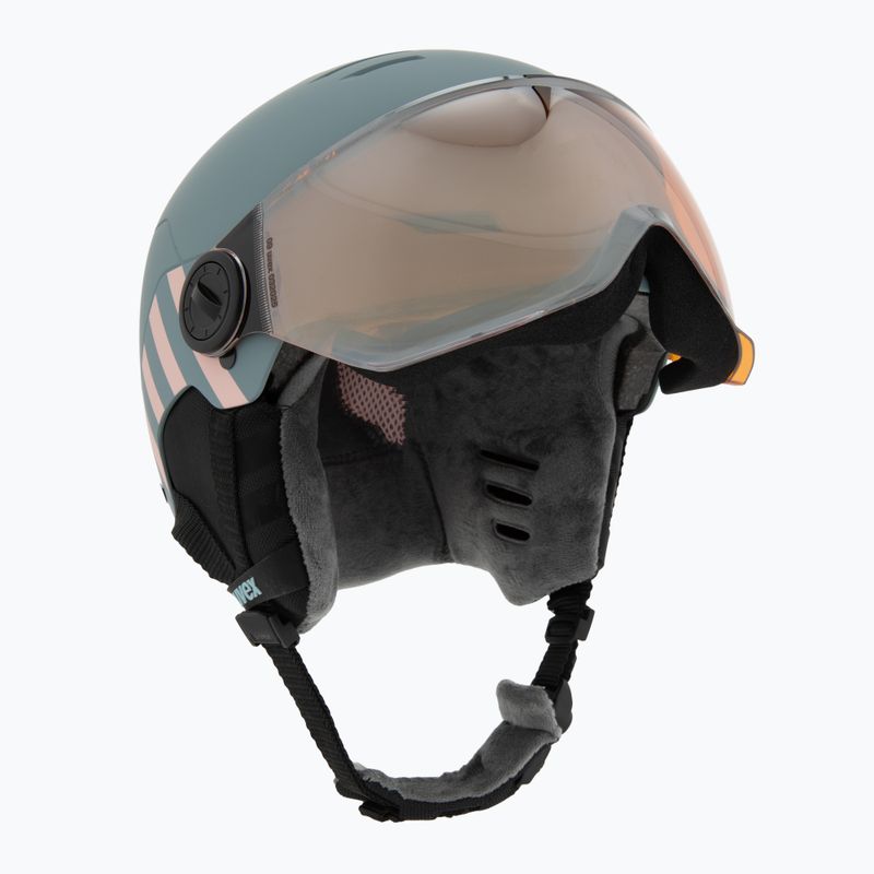 Шолом гірськолижний дитячий UVEX Rocket Visor Jr rhino/blush matt/mirror silver/lasergold lite 9