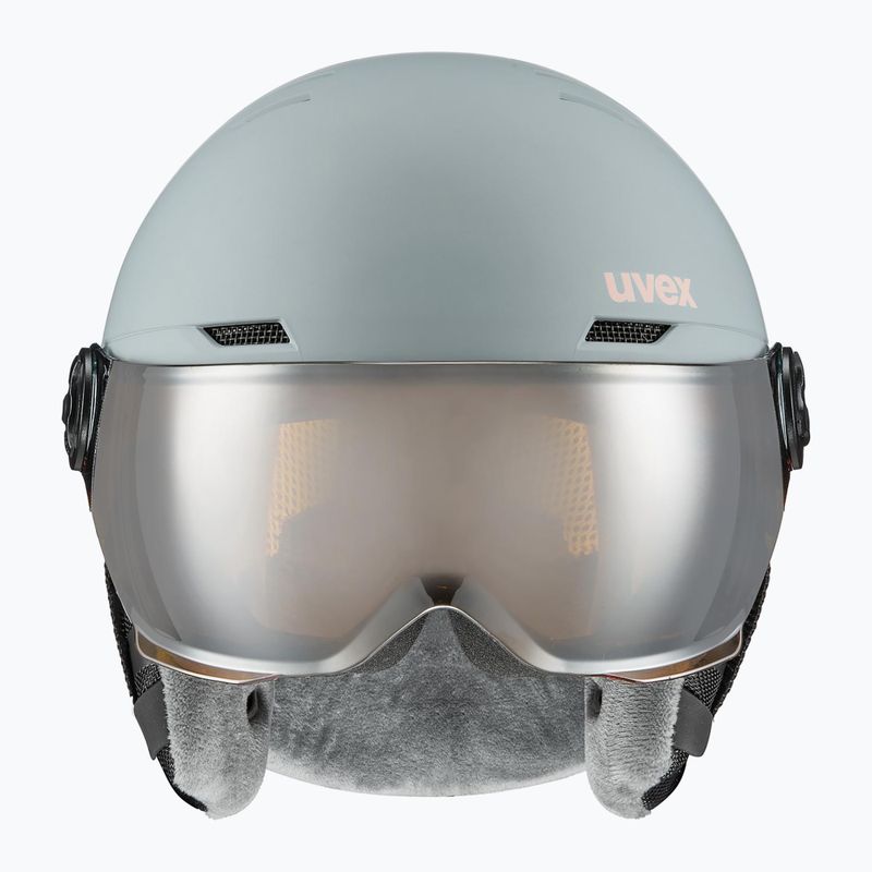 Шолом гірськолижний дитячий UVEX Rocket Visor Jr rhino/blush matt/mirror silver/lasergold lite 2
