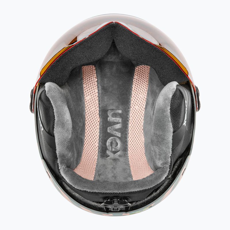 Шолом гірськолижний дитячий UVEX Rocket Visor Jr rhino/blush matt/mirror silver/lasergold lite 4