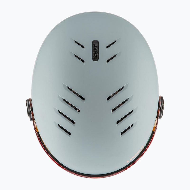 Шолом гірськолижний дитячий UVEX Rocket Visor Jr rhino/blush matt/mirror silver/lasergold lite 5