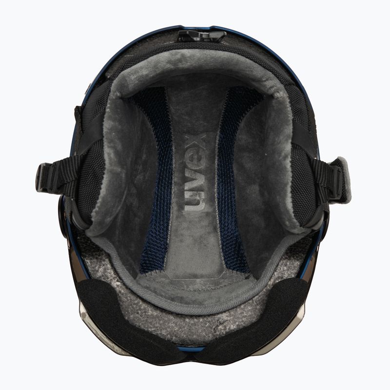 Шолом гірськолижний дитячий UVEX Rocket Visor Jr blue puzzle matt/mirror blue/smoke 5