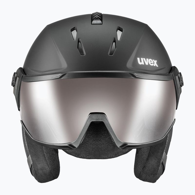 Гірськолижний шолом UVEX Instinct Visor PRO V чорний матовий/сріблястий/сріблястий