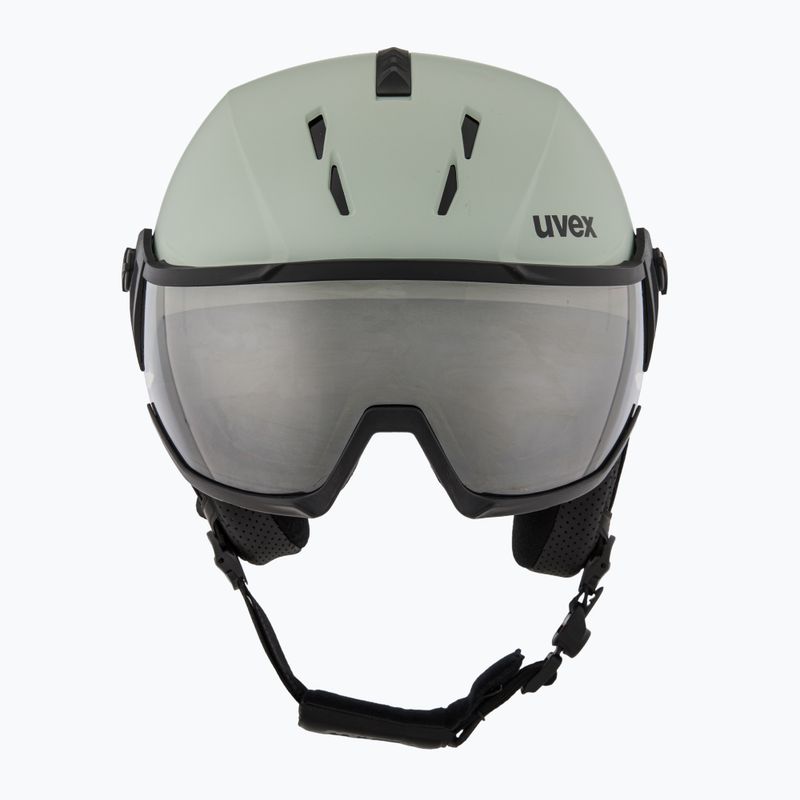 Шолом гірськолижний UVEX Instinct Visor oxid green matt/mirror silver/smoke 2