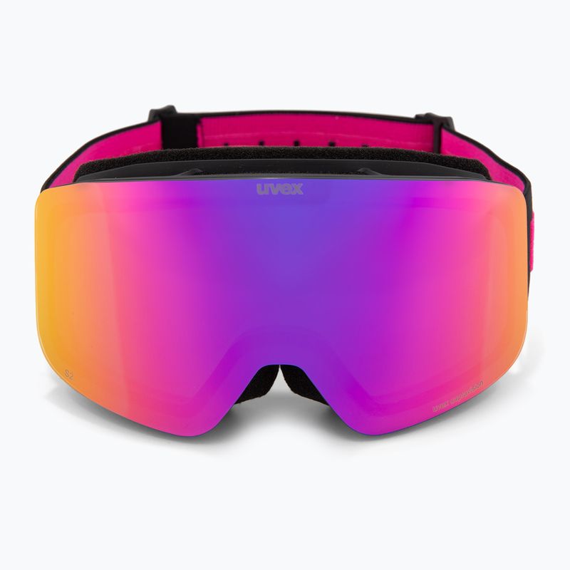 Окуляри лижні дитячі UVEX Pwdr FM black matt/mirror pink green clear 2