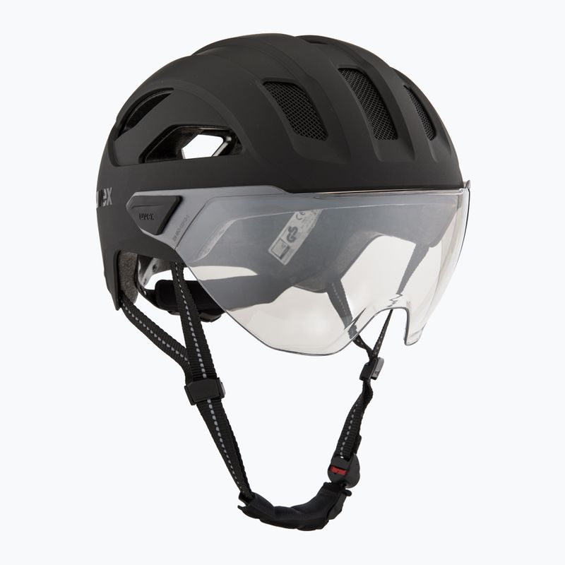Шолом велосипедний UVEX Stride Visor black matt/litemirror silver
