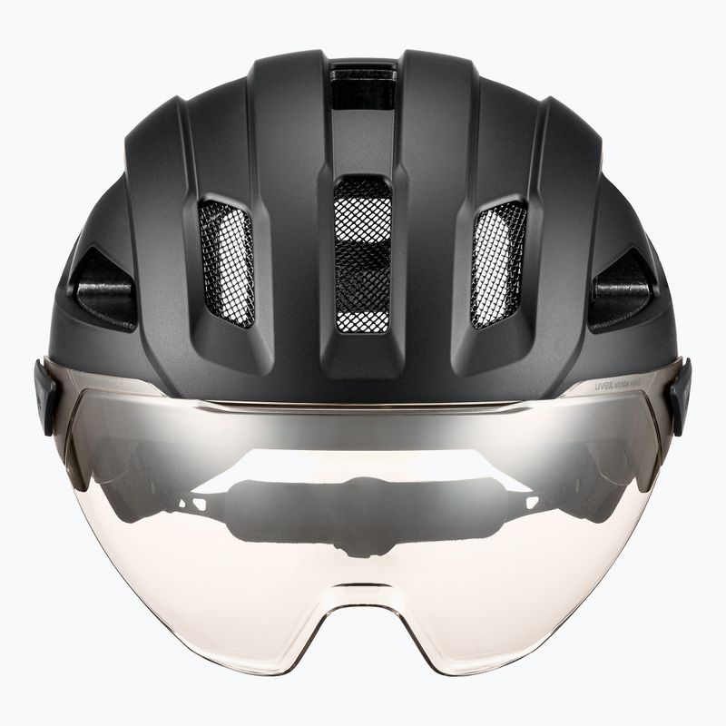 Шолом велосипедний UVEX Stride Visor black matt/litemirror silver 2