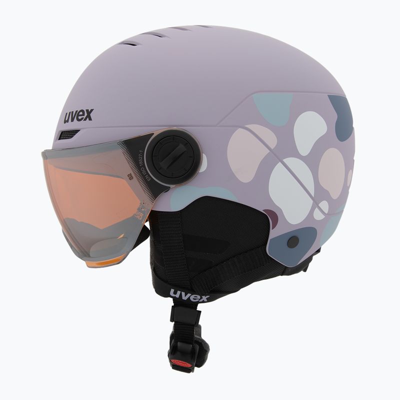 Шолом гірськолижний дитячий UVEX Rocket Visor Jr cool lavender abstract matt/mirrorsilver/lasergold 3