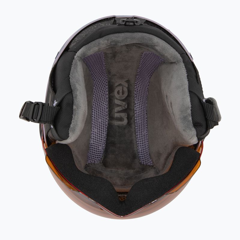 Шолом гірськолижний дитячий UVEX Rocket Visor Jr cool lavender abstract matt/mirrorsilver/lasergold 5