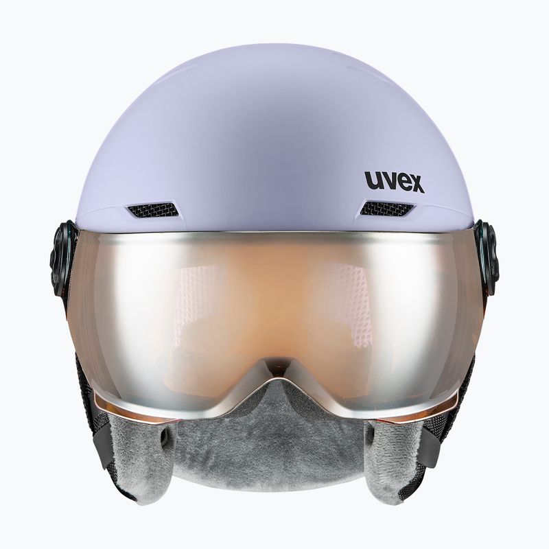 Дитячий лижний шолом UVEX Rocket Visor Jr cool lavender abstract matt/mirror silver/laser gold 2