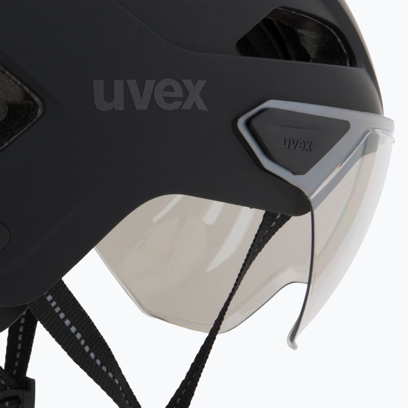 Шолом велосипедний UVEX Stride Visor black matt/lite mirror silver 8