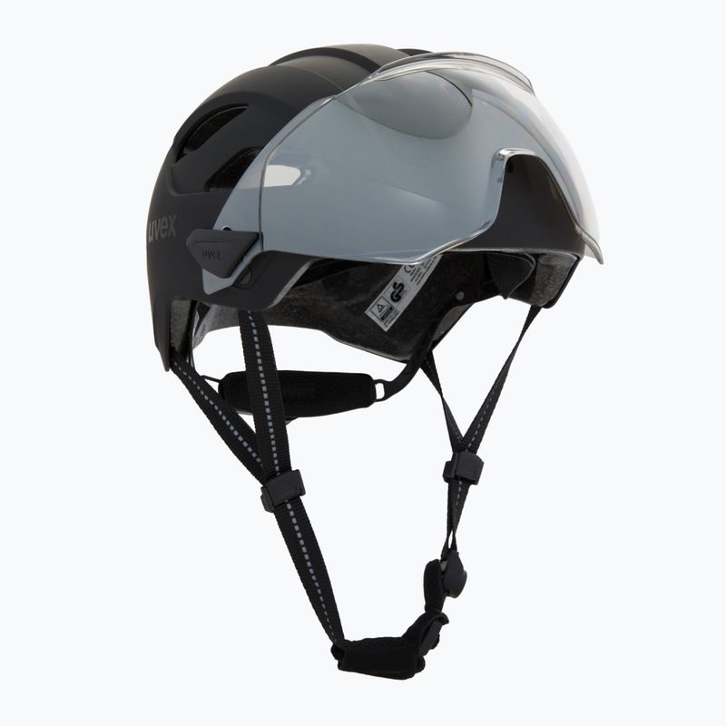 Шолом велосипедний UVEX Stride Visor black matt/lite mirror silver 9
