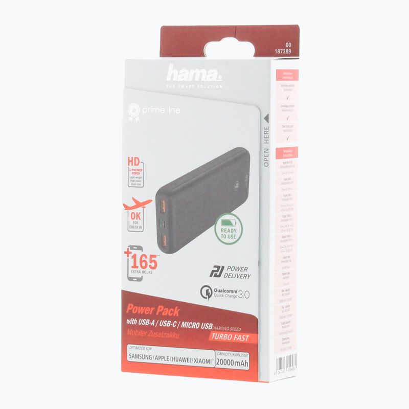 Павербанк Hama PD20-HD Power Pack 20000 mAh чорний 1872890000
