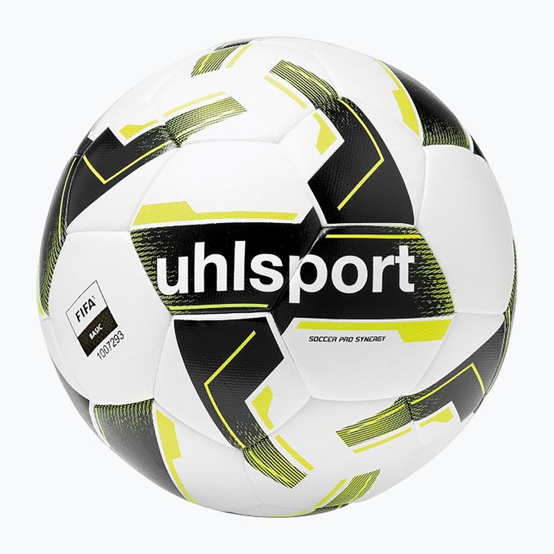 М'яч футбольний uhlsport Soccer Pro Synergy white/black/fluo yellow розмір 5 4