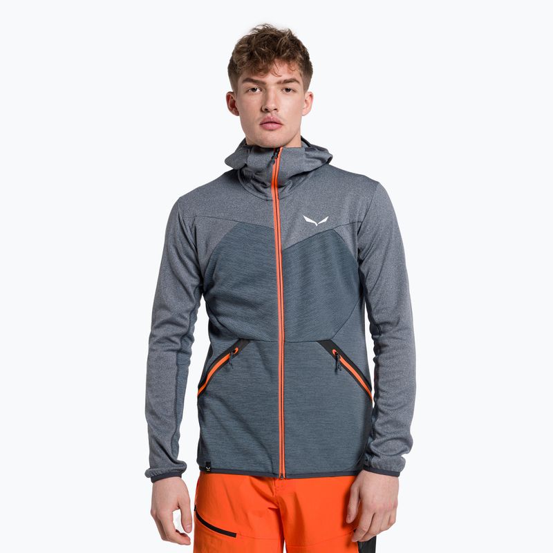 Кофта флісова чоловіча Salewa Puez Melange PL FZ Hoody блакитна 00-0000027386