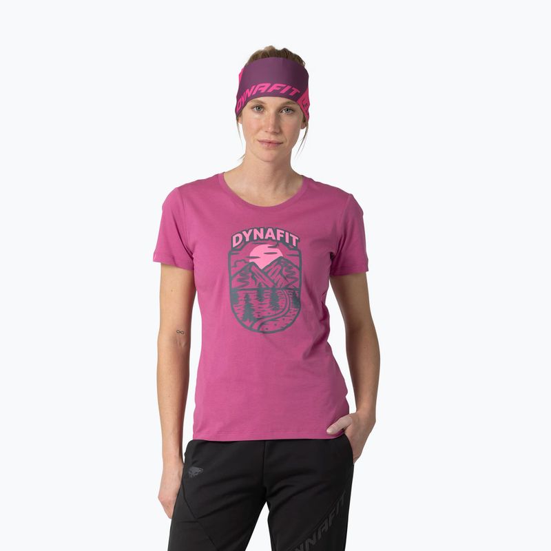 Жіноча футболка DYNAFIT Graphic Co magenta/horizon