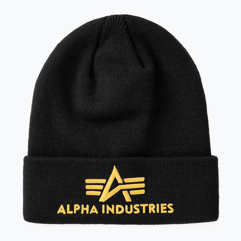 Шапка Alpha Industries 3D black/yellow gold