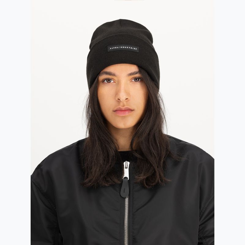 Шапка Alpha Industries Rubber Logo Beanie black 4