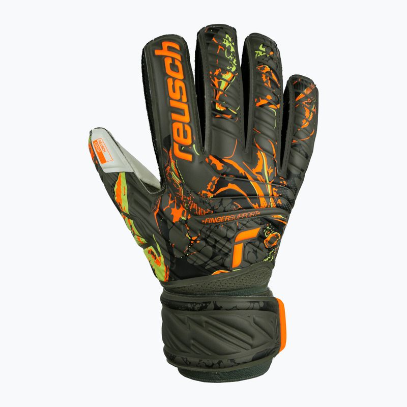 Рукавиці воротарські Reusch Attrakt Grip Finger Support зелено-помаранчеві 5370010-5556 5