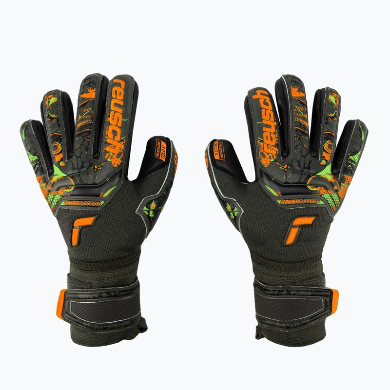 Рукавиці воротарські Reusch Attrakt Gold X Finger Support Junior зелено-чорні 5372050-5555