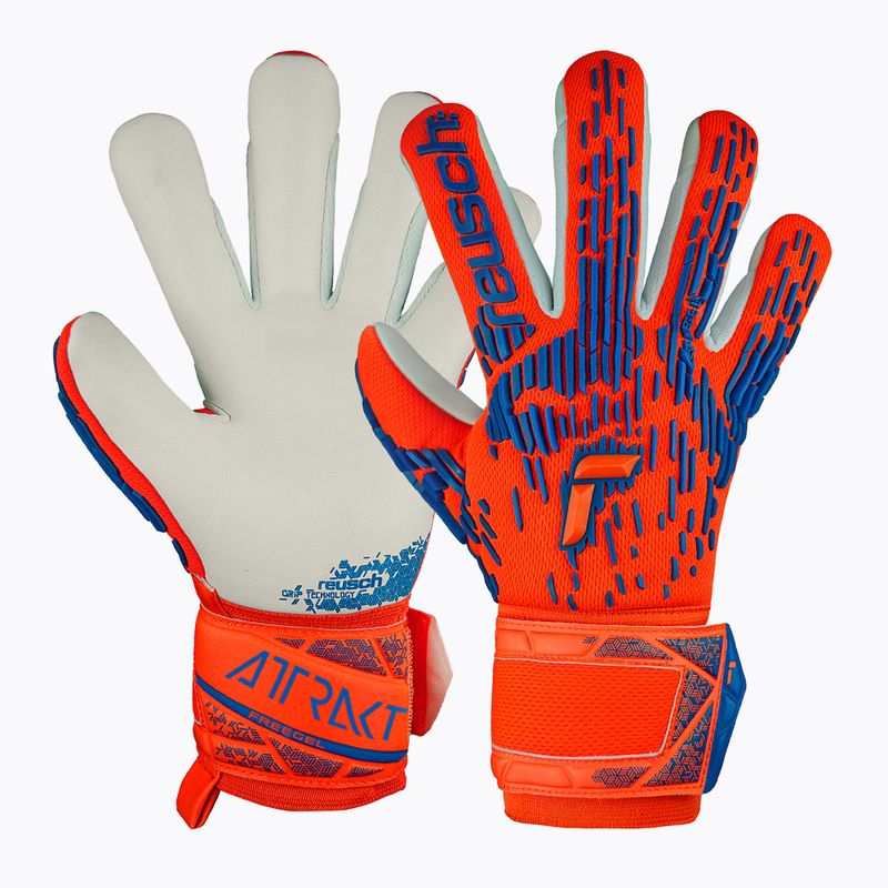 Дитячі воротарські рукавиці Reusch Attrakt Freegel Silver Junior hyper orng/elec сині