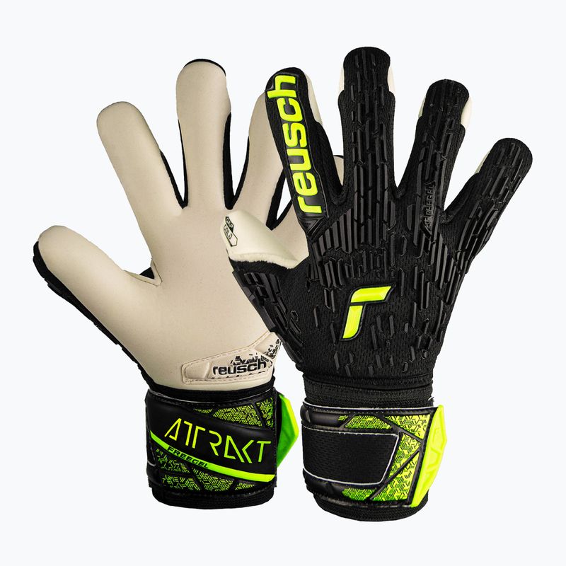 Воротарські рукавиці Reusch Attrakt Freegel Gold Finger Support Junior чорні/безпечно-жовті