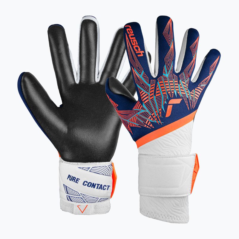 Воротарські рукавиці Reusch Pure Contact Gold преміум сині/електричний оранжевий/чорні