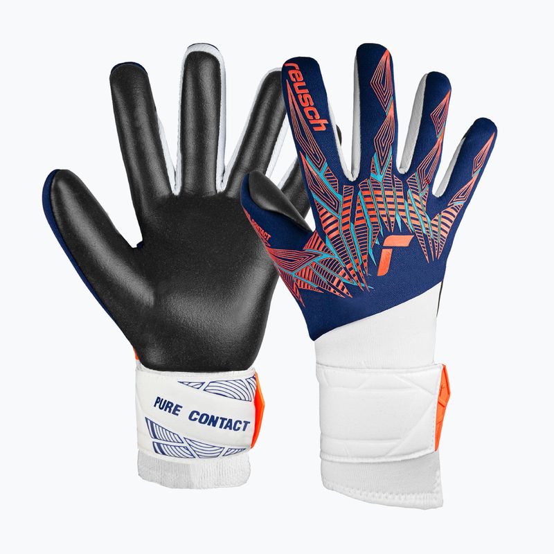 Воротарські рукавиці Reusch Pure Contact Silver преміум сині/електричний оранжевий/чорні