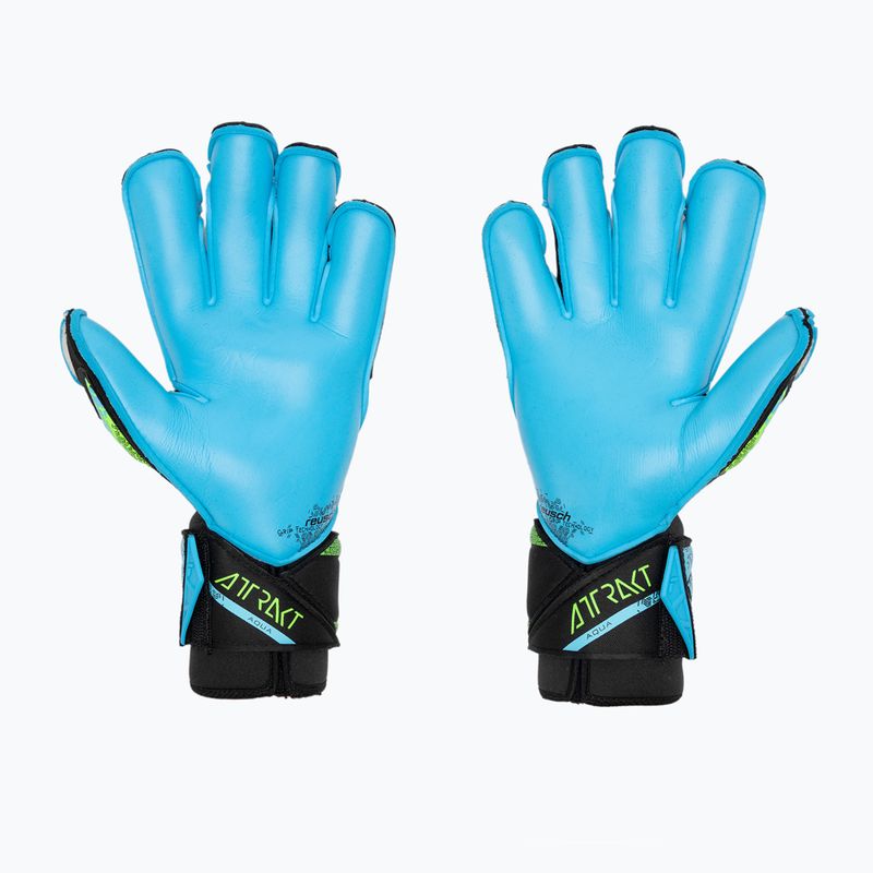 Воротарські рукавиці Reusch Attrakt Aqua Evolution чорні/флоу лайм/аква 2