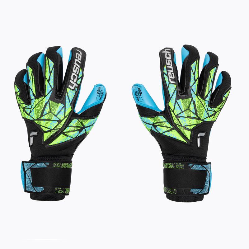 Воротарські рукавиці Reusch Attrakt Aqua чорні/флоу лайм/аква