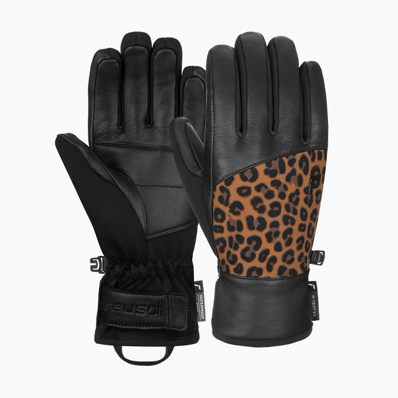 Жіночі гірськолижні рукавиці Reusch Beatrix R-Tex XT чорний/коричневий леопард 6