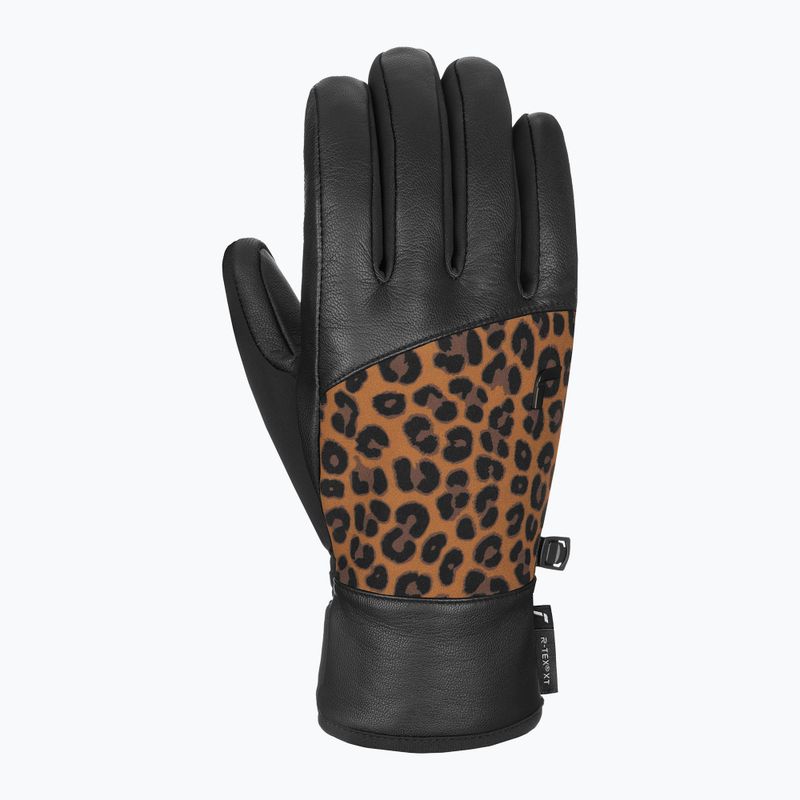 Жіночі гірськолижні рукавиці Reusch Beatrix R-Tex XT чорний/коричневий леопард 7