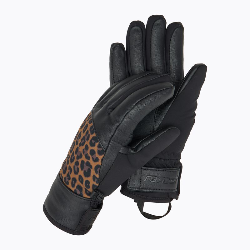 Жіночі гірськолижні рукавиці Reusch Beatrix R-Tex XT чорний/коричневий леопард