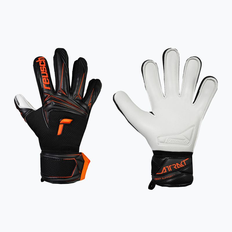 Рукавиці воротарські дитячі Reusch Attrakt Advance Finger Support Junior black/shocking orange