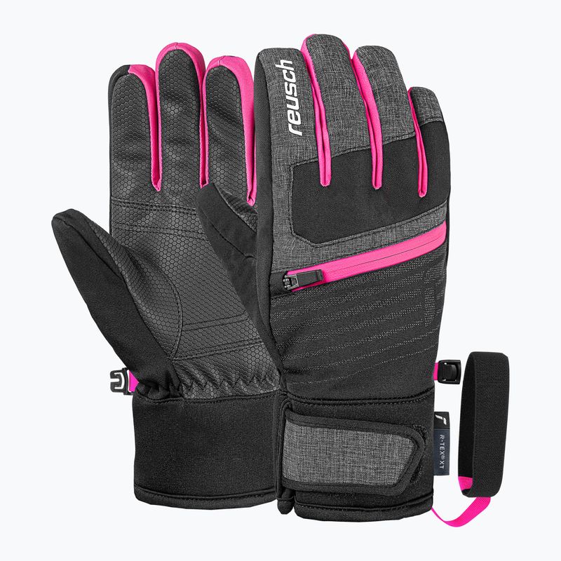 Рукавички лижні дитячі Reusch Leo R-Tex XT black/black melange/pink glo