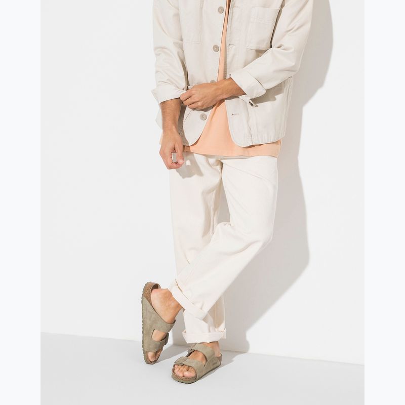 Замшеві шльопанці BIRKENSTOCK Arizona Вузькі вицвілі шльопанці кольору хакі 10