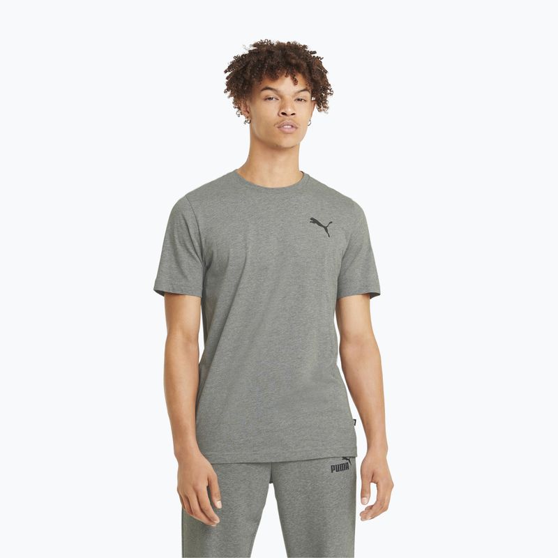 Футболка  чоловіча PUMA Ess Small Logo Tee medium gray heather/medium gray heather/cat