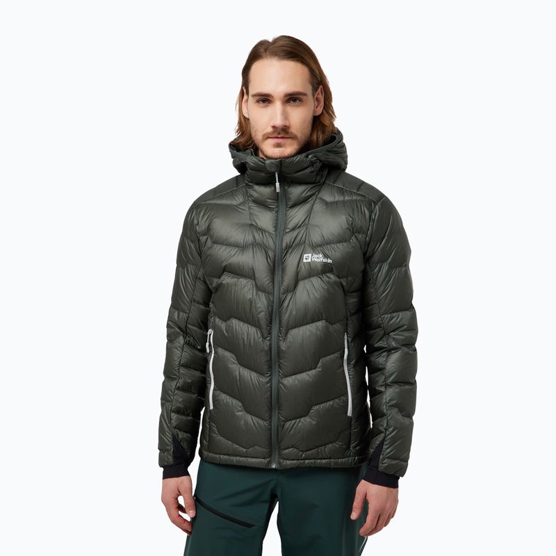 Чоловічий капюшон Jack Wolfskin Alpspitze Down Hoodie сланцевий зелений
