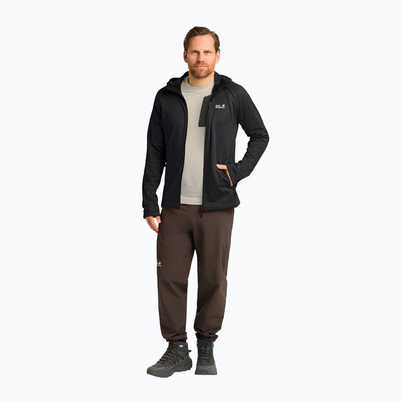 Кофта трекінгова чоловіча Jack Wolfskin Peak District Hooded Full Zip black 2