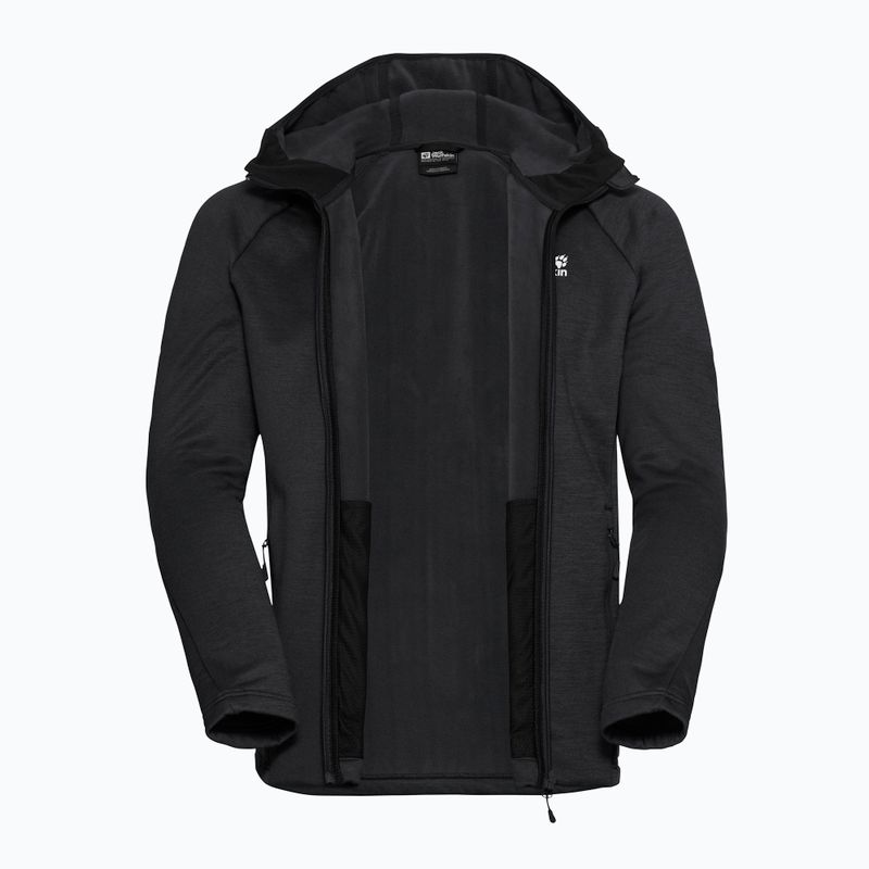 Кофта трекінгова чоловіча Jack Wolfskin Peak District Hooded Full Zip black 9