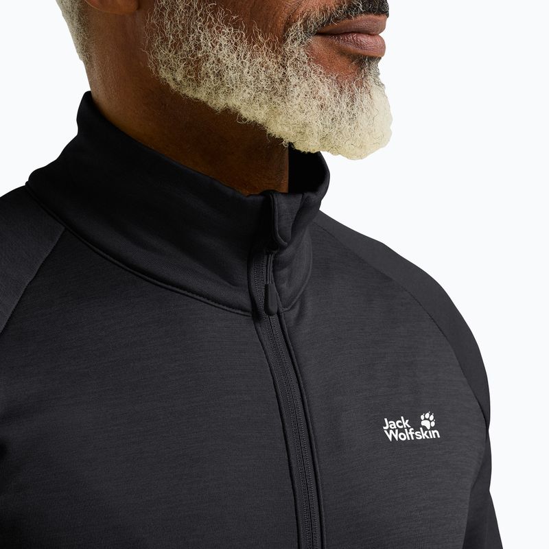 Кофта трекінгова чоловіча Jack Wolfskin Peak District Full Zip black 4
