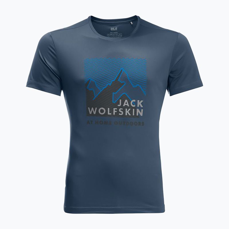 Футболка трекінгова чоловіча Jack Wolfskin Peak Graphic блакитна 1807182_1383