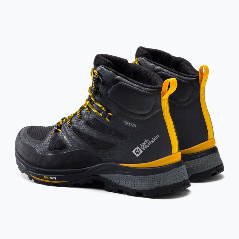 Черевики для трекінгу чоловічі Jack Wolfskin Force Striker Texapore Mid black/burly yellow xt 4038823 3