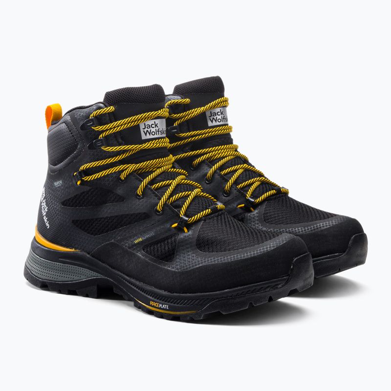 Черевики для трекінгу чоловічі Jack Wolfskin Force Striker Texapore Mid black/burly yellow xt 4038823 5