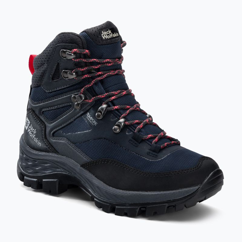 Черевики для трекінгу жіночі Jack Wolfskin Rebellion Guide Texapore Mid чорно-блакитні 4053801